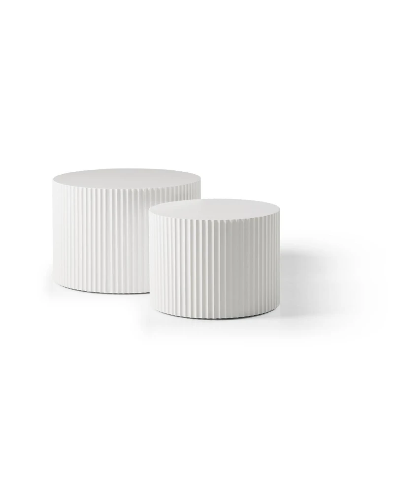 Streamdale Furniture Round Nesting Coffee Table Set of 2 Mdf for Living Room