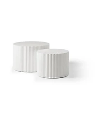 Streamdale Furniture Round Nesting Coffee Table Set of 2 Mdf for Living Room