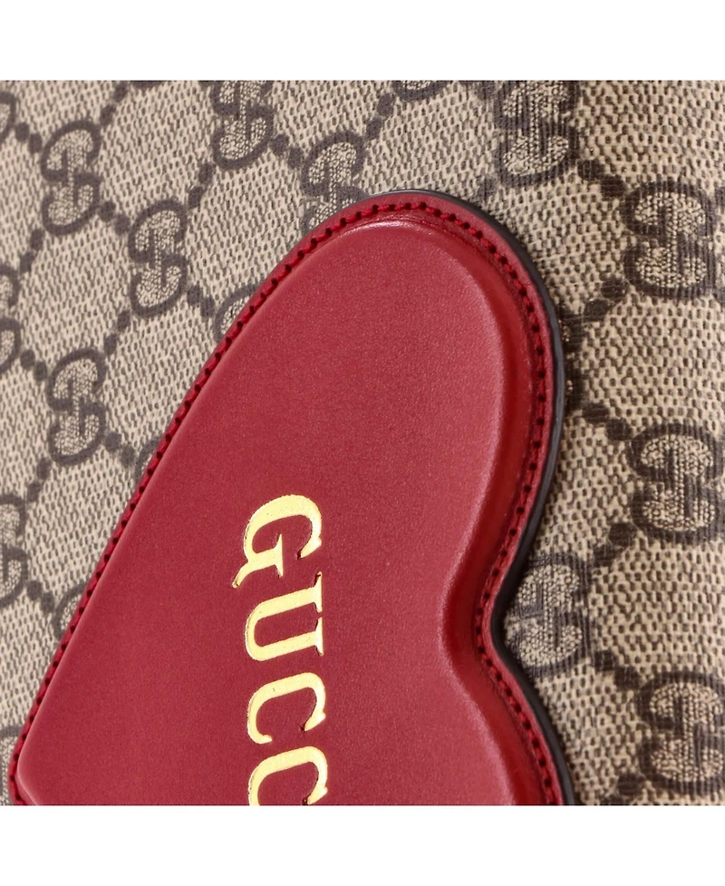 Pre-Owned Gucci Logo Heart Chain Wallet Gg Coated Canvas
