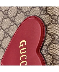 Pre-Owned Gucci Logo Heart Chain Wallet Gg Coated Canvas