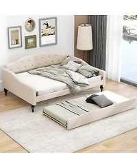 Streamdale Furniture Upholstered Tufted Daybed with Twin Size Trundle