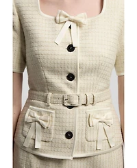 Karen Millen Women's Tweed Bow Midi Dress