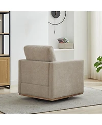 Streamdale Furniture 30.7''W Upholstered 360 Swivel Accent Chair with Weathered Wooden Base Taupe