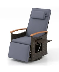 Gouun Patio Rattan 360 Swivel Recliner Chair Adjustable Backrest and Footrest