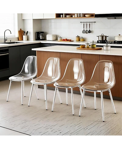 Streamdale Furniture Modern Transparent Acrylic Dining Chair with Sturdy Metal Legs