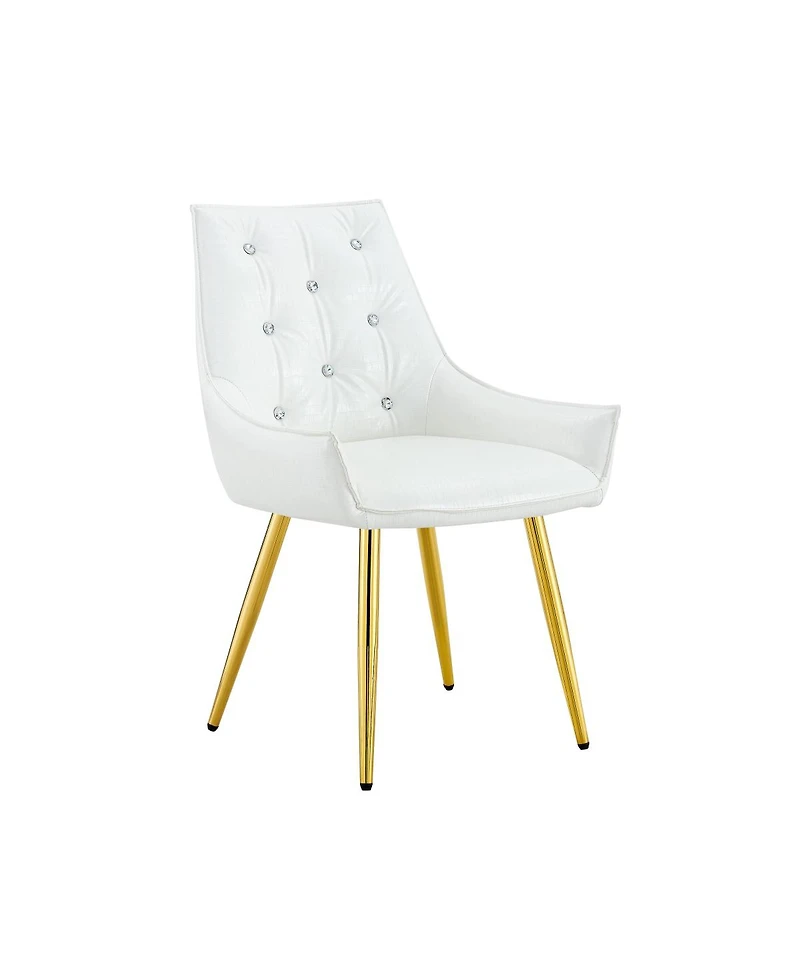 Streamdale Furniture Crocodile Pattern Pu Leather Accent Chairs with Golden Legs (Set of 2)