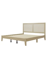 Streamdale Furniture Solid Wood Platform California King Bed With Rattan