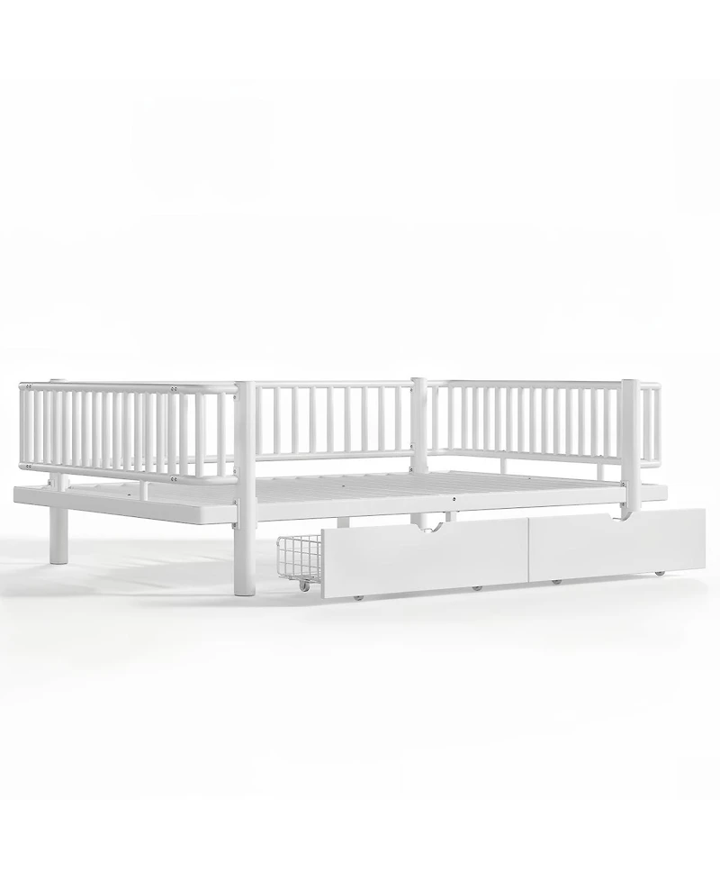 Streamdale Furniture Full Size Metal Platform Bed with Storage Drawers