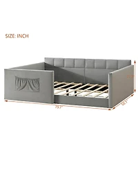 Streamdale Furniture Velvet Upholstered Full Size Daybed with Side Storage Pockets