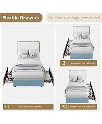 gaomon Full Upholstered Led Bed Frame with Storage Drawer and Adjustable Headboard