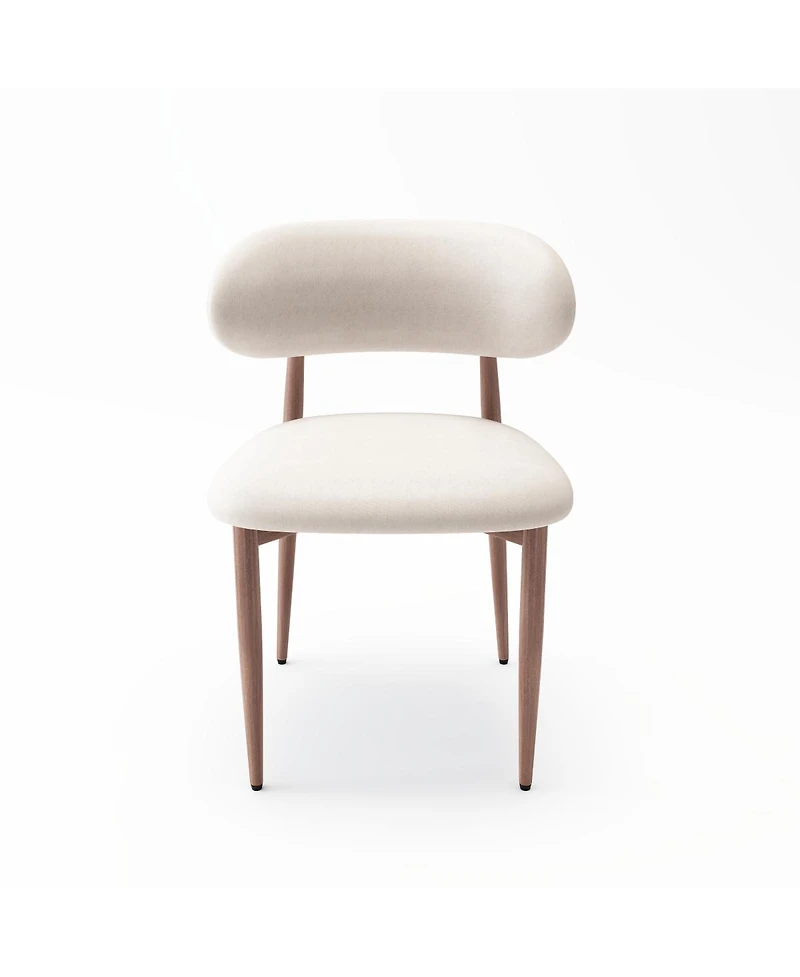 Streamdale Furniture Set of 2 Modern Farmhouse Fabric Upholstered Dining Chairs with Metal Legs