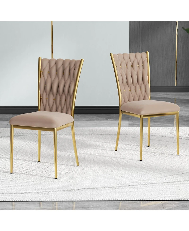 Streamdale Furniture Modern Velvet Dining Chairs with Gold Legs (Set of 2