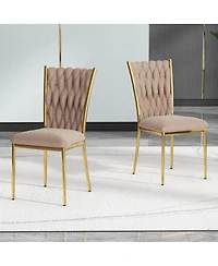 Streamdale Furniture Modern Velvet Dining Chairs with Gold Legs (Set of 2