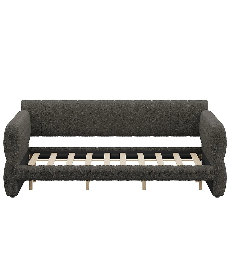 Streamdale Furniture King Size Upholstered Platform Bed with Usb