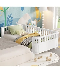 Streamdale Furniture Twin Size Wood Platform Bed with Rails for Kids