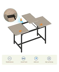 Streamdale Furniture Expandable Dining Table Set for 4-8 with 2 Benches and 2 Stools