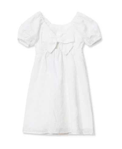 Lands' End Girl's Short Sleeve Eyelet Bow Dress