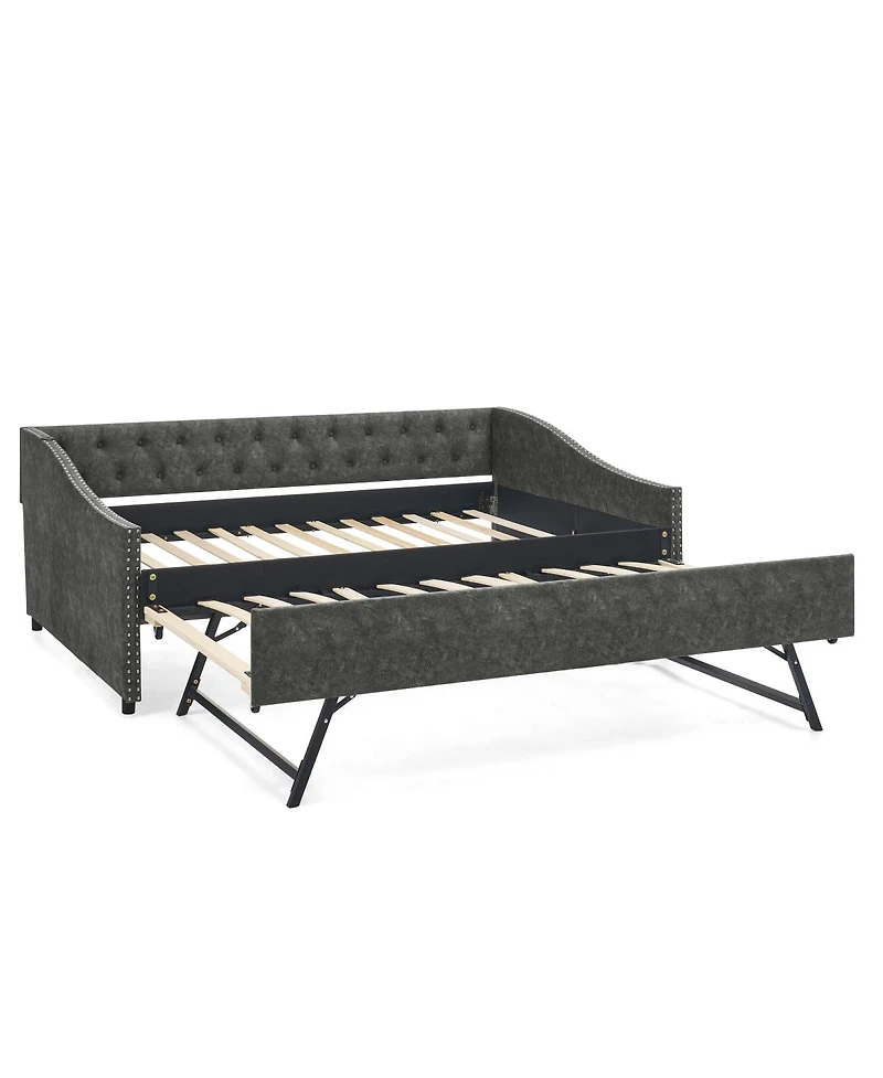 Streamdale Furniture Daybed with Pull-out Usb Charging and Button-Tufted Arms