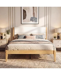 Streamdale Furniture Mid-Century Modern Upholstered King Platform Bed Wood