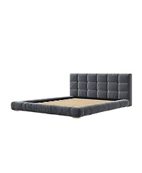 Streamdale Furniture Size Channel Tufted Velvet Platform Bed Frame