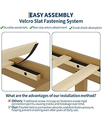 gaomon queen bed frame with 14 Inch sturdy wood platform, strong slat support, noise free design, easy assembly, no box spring needed.