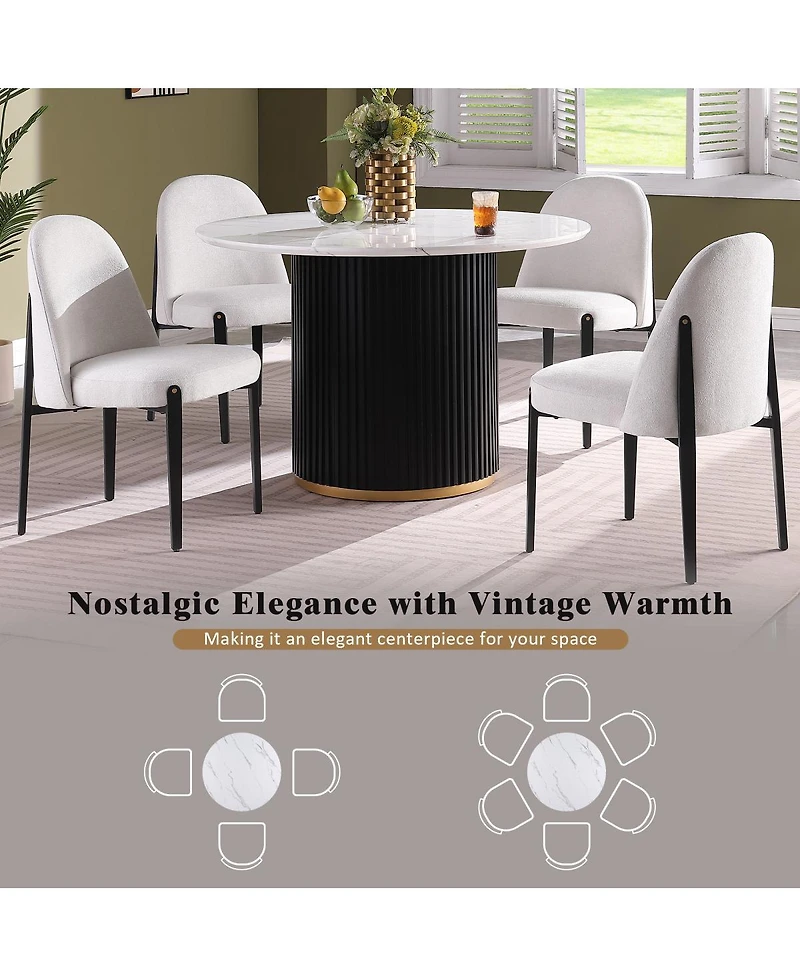 Streamdale Furniture Set of 2 Chenille Armless Dining Chairs with Metal Legs