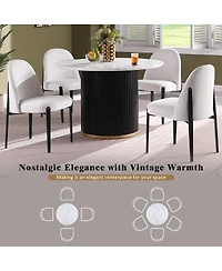 Streamdale Furniture Set of 2 Chenille Armless Dining Chairs with Metal Legs