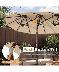 Gouun 10 x 5.3 Feet Double-Sided Patio Umbrella with Push Button Tilt