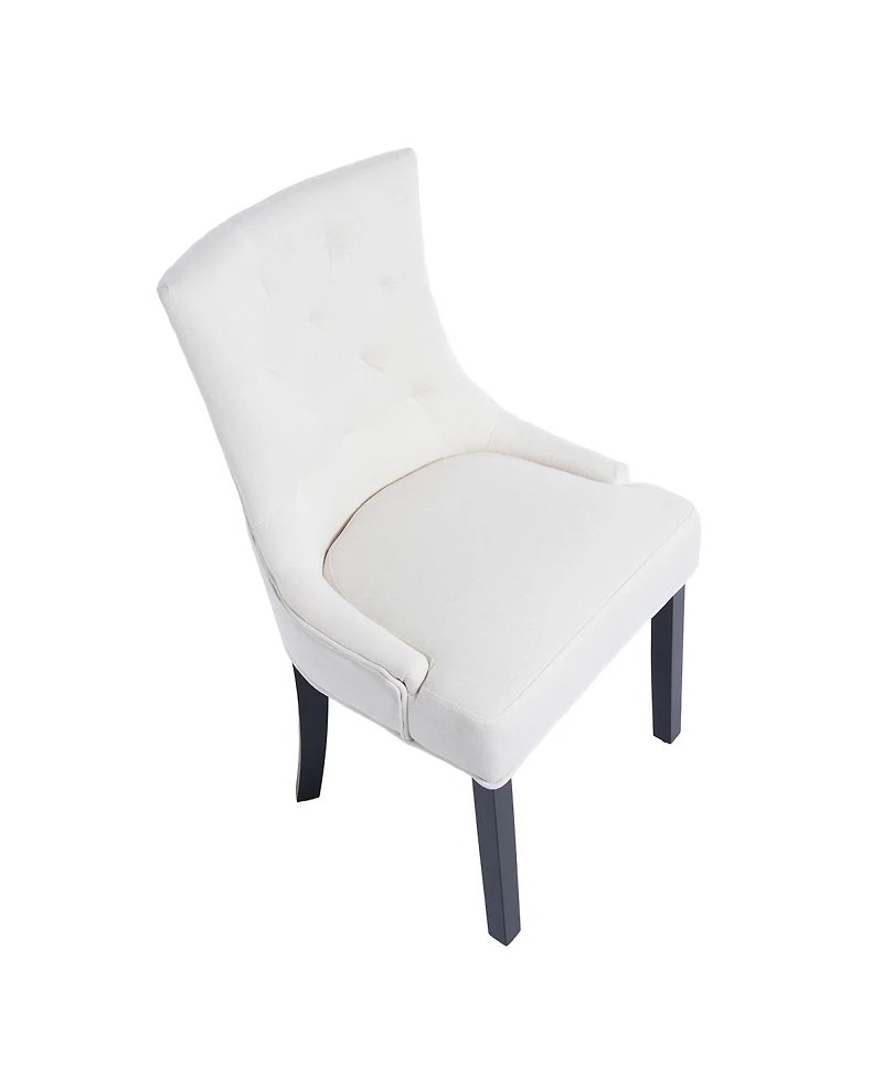 Streamdale Furniture Modern Tufted Linen Dining Chairs with Solid Wood Legs Set of 2