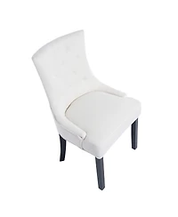 Streamdale Furniture Modern Tufted Linen Dining Chairs with Solid Wood Legs Set of 2