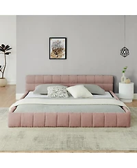 Streamdale Furniture Upholstered Chenille Platform Bed Frame with Headboard
