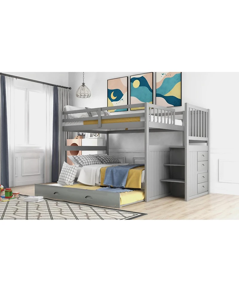 Streamdale Furniture Full over Full Bunk Bed with Twin Size Trundle