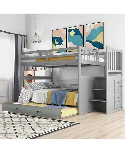 Streamdale Furniture Full over Full Bunk Bed with Twin Size Trundle