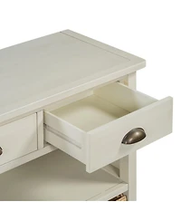 Streamdale Furniture Retro Console Table with 3 Storage Drawers and Woven Baskets