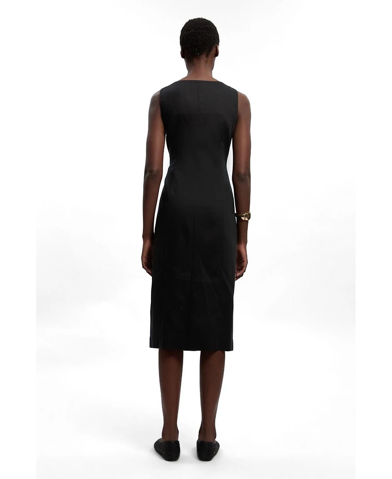 Karen Millen Women's Linen Pencil Midi Dress