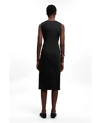 Karen Millen Women's Linen Pencil Midi Dress