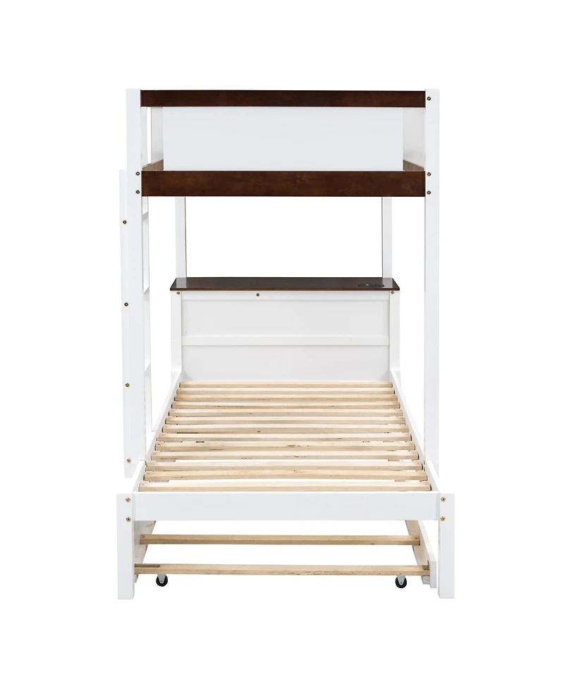 Streamdale Furniture Bunk Bed with Twin size Trundle Storage and Desk