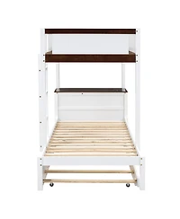 Streamdale Furniture Bunk Bed with Twin size Trundle Storage and Desk