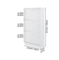 Sugift Slim Shoe Cabinet with 3 Flip Drawers, Freestanding Entryway Shoe Storage, 23.6 x 9.3 x 47.2 in