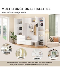 Streamdale Furniture 4-in-1 American Style Hall Tree with Padded Bench and Storage