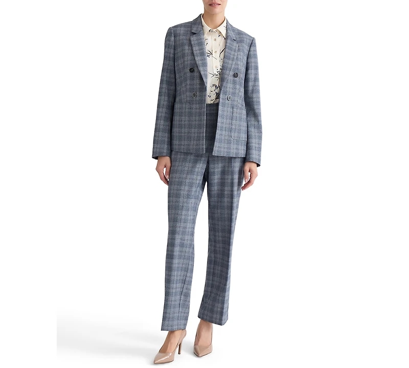 Jones New York Women's Plaid Notch Collar Jacket
