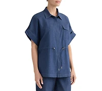 Jones New York Women's Button-Front Cinch Waist Shirt