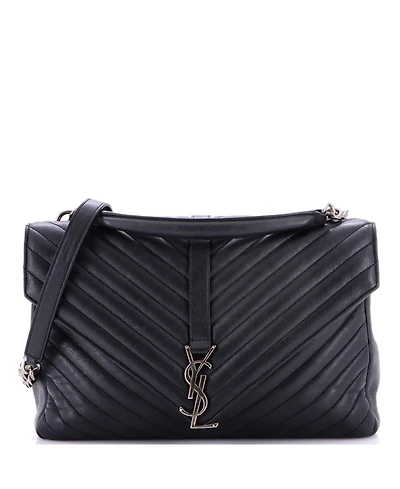 Pre-Owned Saint Laurent Large Classic Monogram College Bag Matelasse Chevron Leather