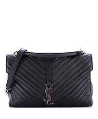 Pre-Owned Saint Laurent Large Classic Monogram College Bag Matelasse Chevron Leather