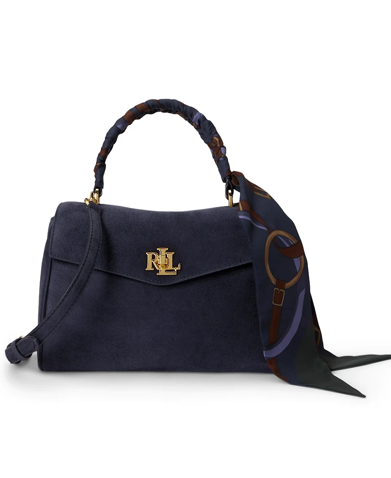 Lauren Ralph Lauren Farrah Scarf Trim Small Soft Satchel Handbag
