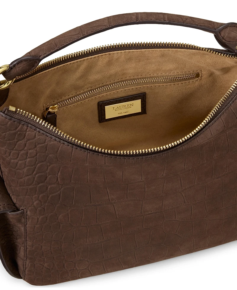 Lauren Ralph Lauren Blaike Croc-Embossed Small Shoulder Handbag