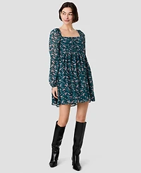 French Connection Women's Square Neck Fitted Bodice Flare Mini Dress