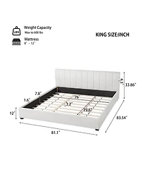 Streamdale Furniture King Size Upholstered Linen Bed Frame with Thick Headboard