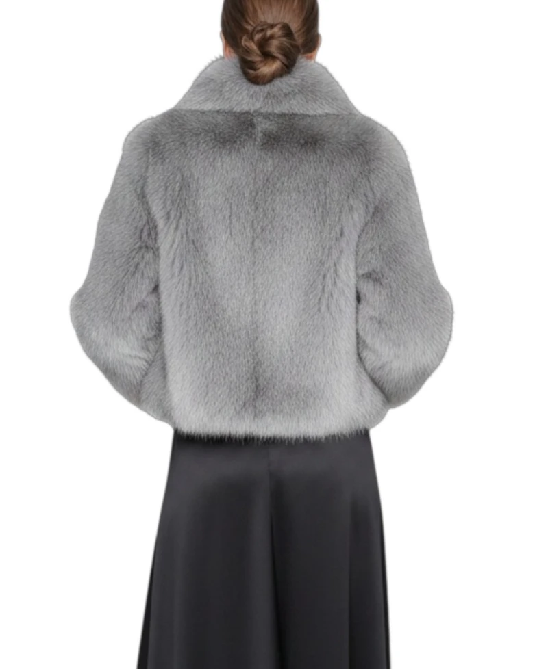 Halston Women's Short Notch Collar Fur Coat