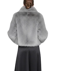 Halston Women's Short Notch Collar Fur Coat